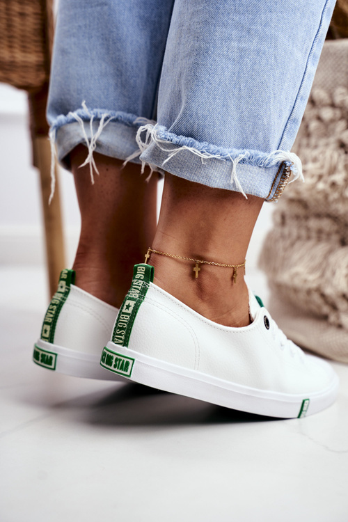 Жіночі шкіряні кросівки Big Star GG274006 біло-зелені