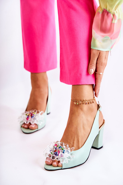 Модні шкіряні босоніжки човники з декором Green Meriss