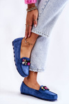 Жіночі замшеві лофери з декором синього кольору Janetta 