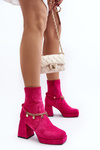 Жіночі ботильйони на масивному каблуці та ланцюжку Fuchsia Tiselo