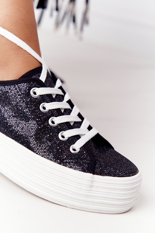 Блискучі кросівки на платформі Black Luna