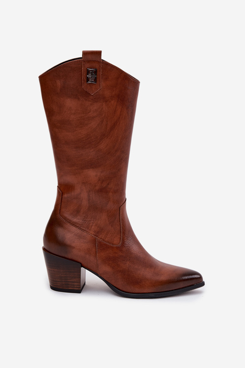 Шкіряні Ковбойські Чоботи На Каблуці  Zazoo 70155 Коричневі