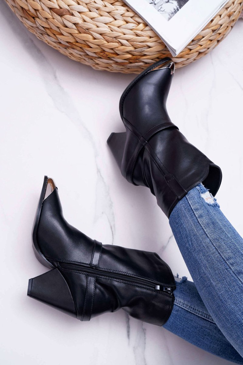 Жіночі чоботи на шпильці, чорні Make Feel