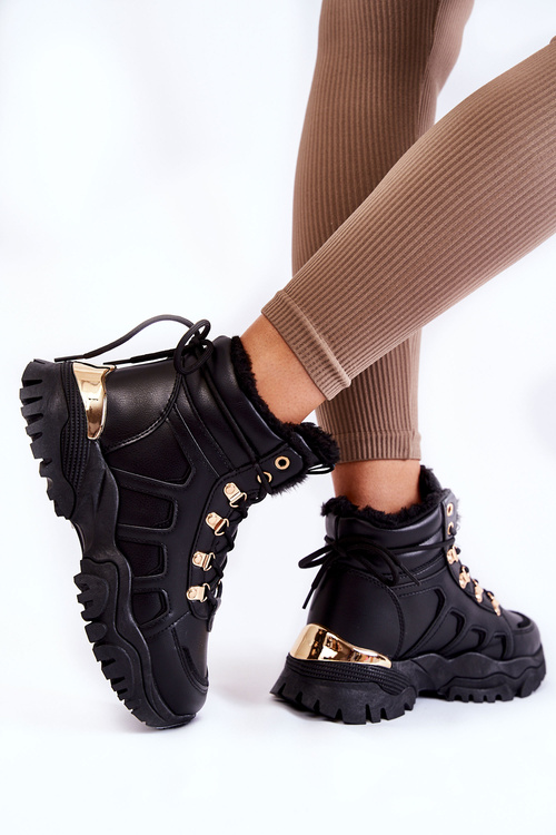 Жіночі теплі черевики на платформі Black Ofelia