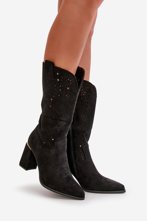 Чорні жіночі ботильйони з вирізом і гострими носками зі штучної замші Nevithra