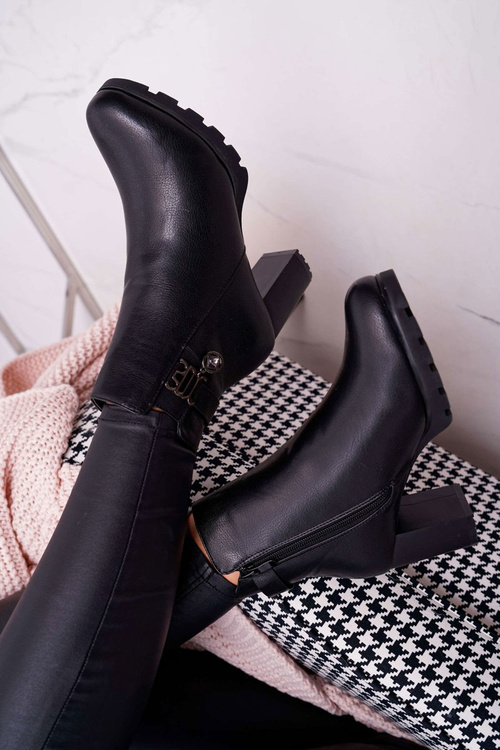 Жіночі високі черевики на шпильці з підкладкою чорного кольору Teleni