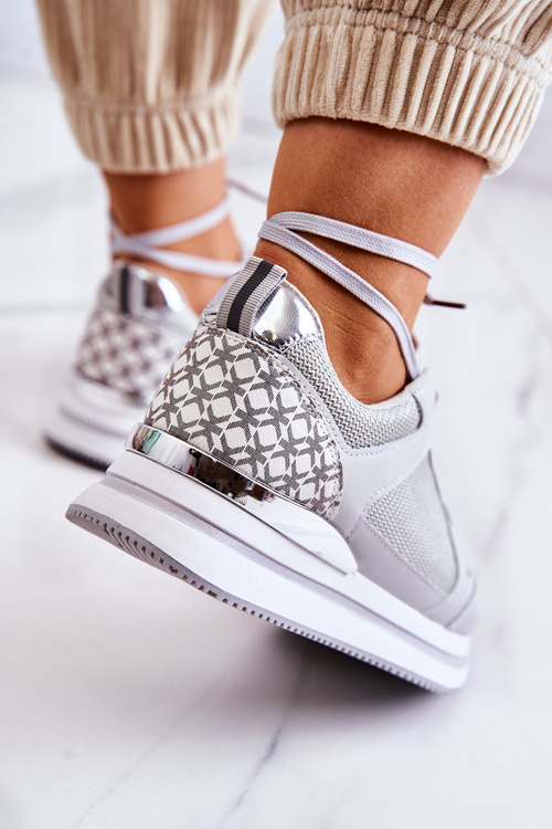 Жіночі класичні спортивні туфлі на танкетці сірі Advanced