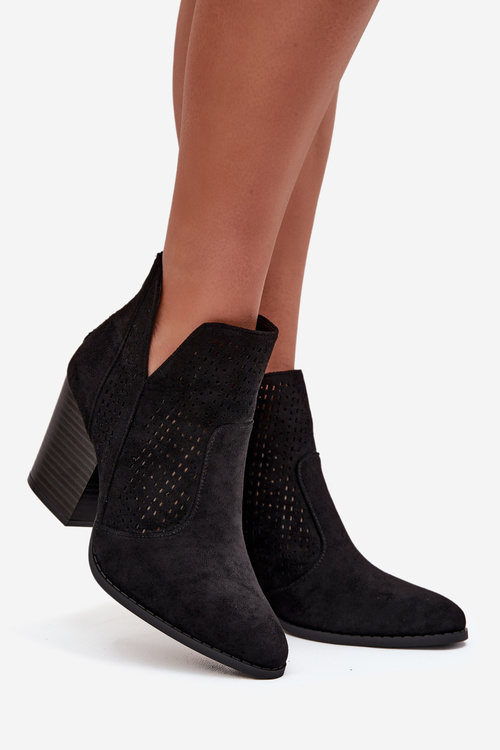 Жіночі перфоровані чоботи на підборах S.Barski HY51-060 Чорні