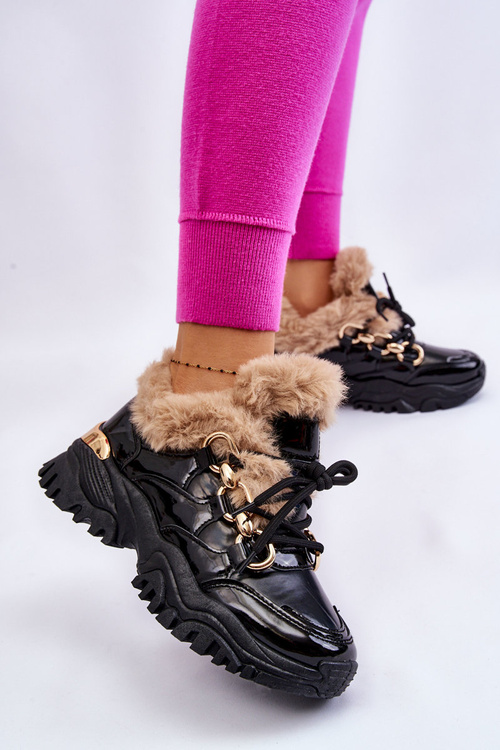 Жіночі утеплені спортивні черевики на шнурівці Kerberos чорного кольору
