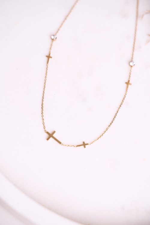 Жіноче намисто Хрести і фіаніти Золото Ніжне