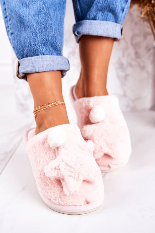 Жіночі Домашні Тапочки З Хутром І Зіркою Світло-Рожеві Ніч-Ніч