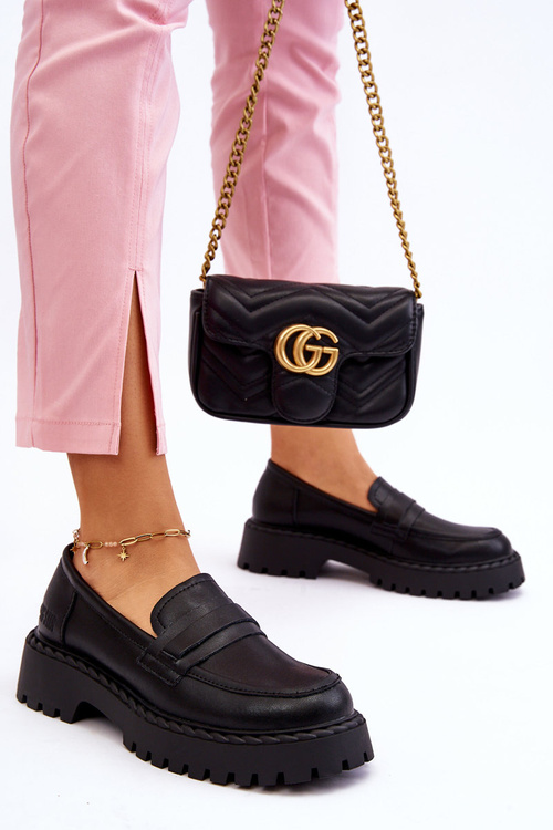 Шкіряні жіночі лофери Big Star LL274458 Чорні