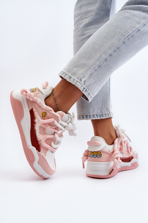 Жіночі кросівки з масивною шнурівкою рожевого кольору Miatora