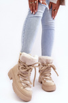 Жіночі снігові черевики на шнурівці світло-бежеві шалі
