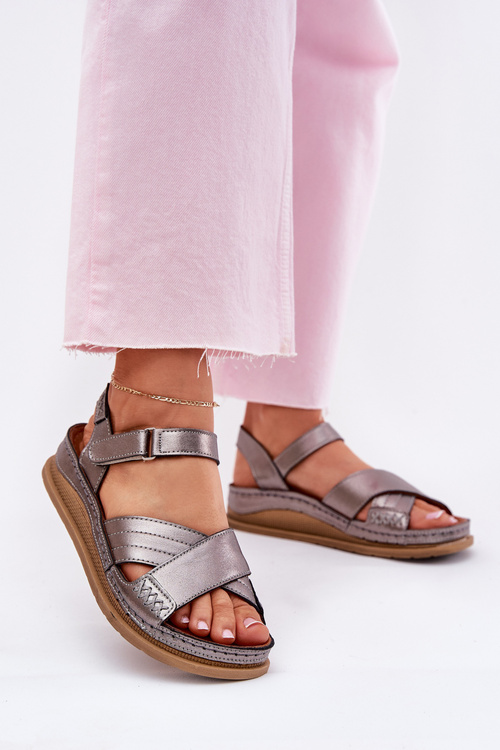 Жіночі шкіряні сандалі на платформі Maciejka L7064-35 графіт