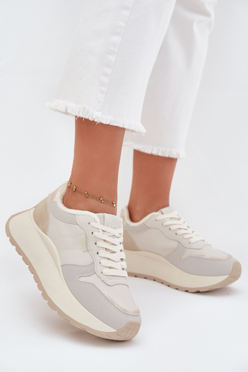 Утеплені жіночі кросівки на платформі Big Star SS274008 HI-POLY SYSTEM світло-бежеві