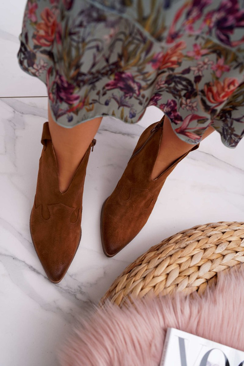 Жіночі коричневі шкіряні чоботи на підборах Chavai