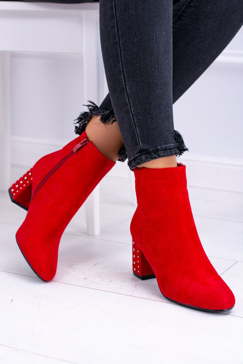 Теплі жіночі чоботи на шпильці червоні Jocasta