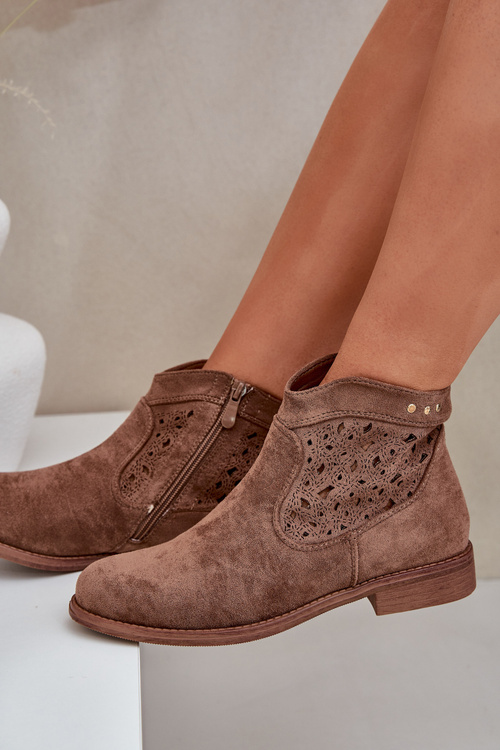 Жіночі Перфораційні Черевики На Плоскому Каблуці S.Barski HY51-113 Коричневі