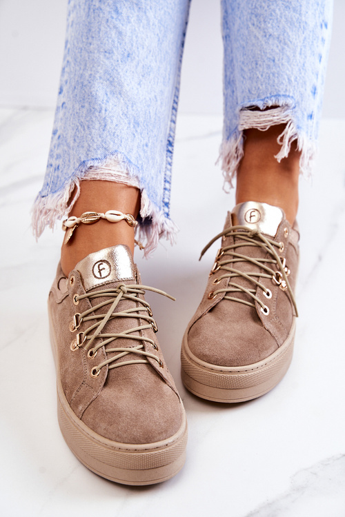 Замшеві спортивні туфлі на платформі Beige Mary Ann