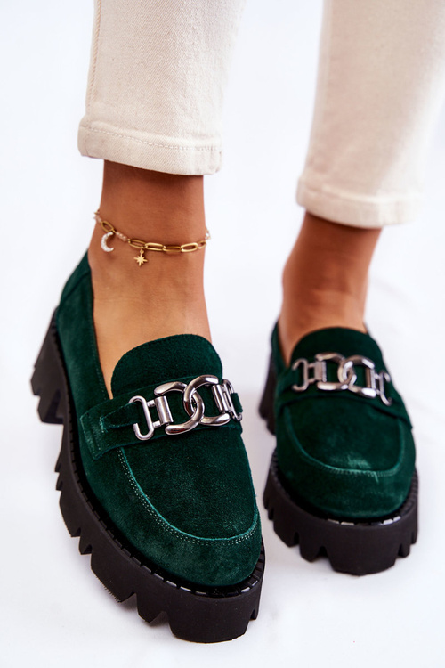 Туфлі замшеві з декором Laura Messi 2489 зеленого кольору