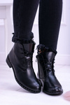 Утеплені шкіряні чорні жіночі черевики Millano на шнурівці