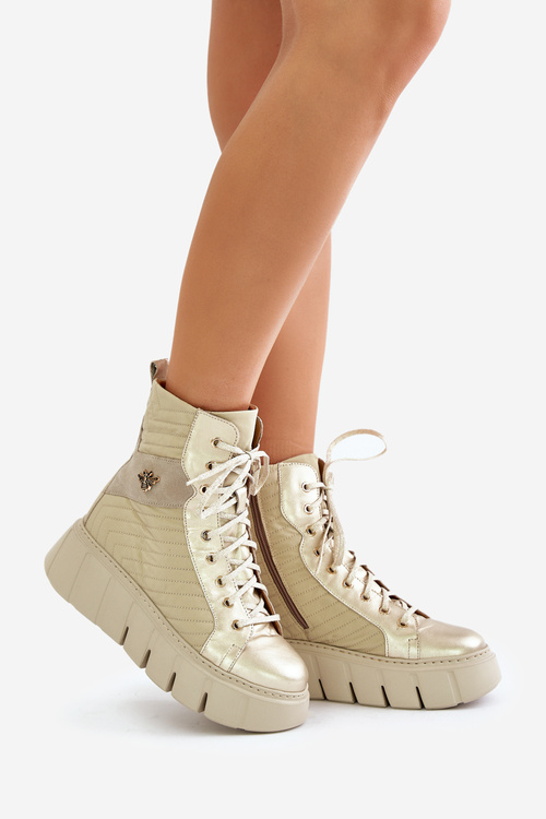 Шкіряні ботильйони на платформі Maciejka 06751-25 Gold