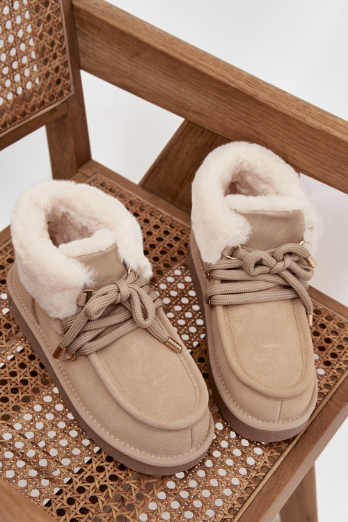 Жіночі зимові чоботи з натуральної замші D.Franklin DFSH375006 Світло бежеві