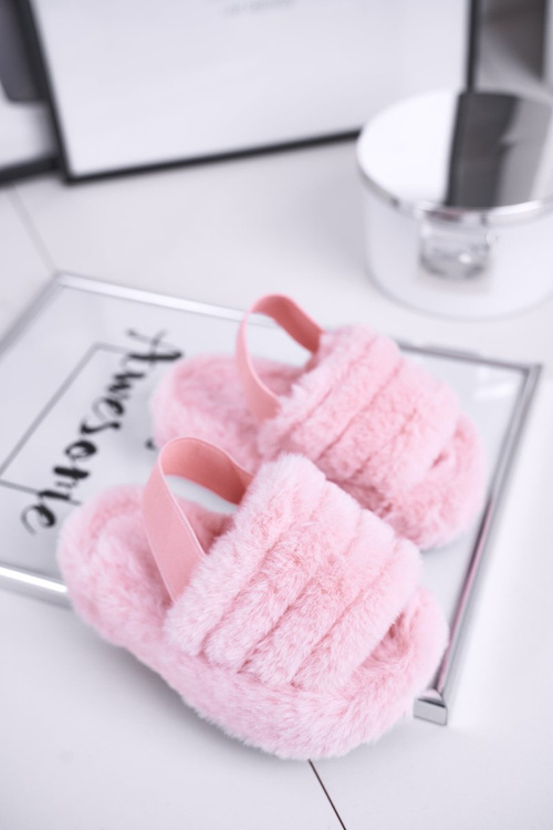 Дитячі гірки з бантом і хутром рожеві Fluffy