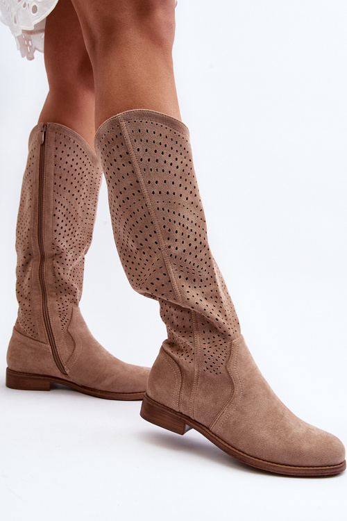 S.Barski HY66-150 Прозорі чоботи на плоскій підошві Бежеві