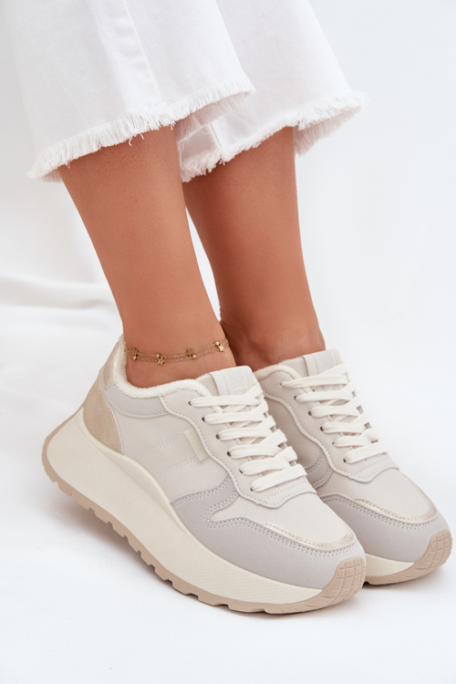 Утеплені жіночі кросівки на платформі Big Star SS274008 HI-POLY SYSTEM світло-бежеві