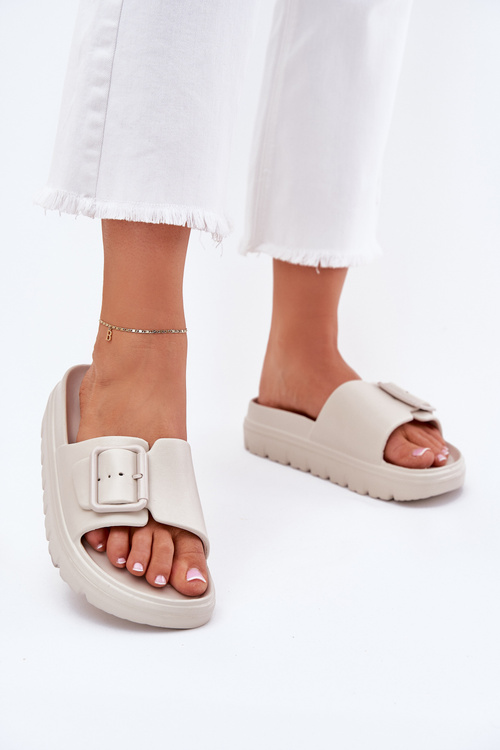 Жіночі Пінопластові Сандалі На Платформі З Пряжкою Бежеві Viasara