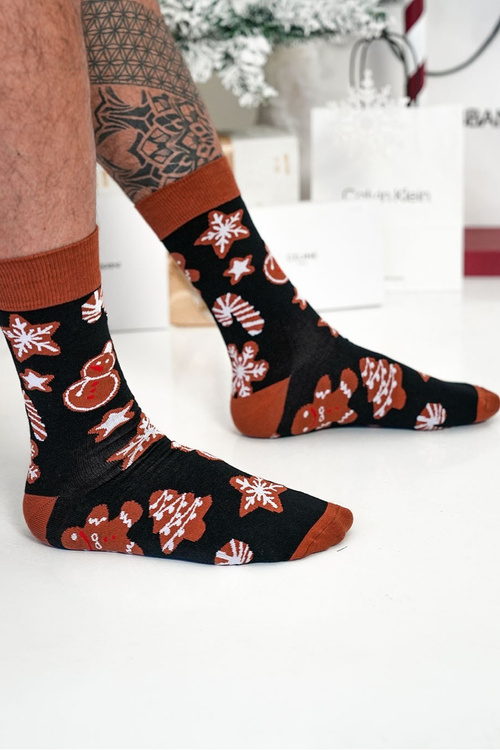 Чоловічі Різдвяні Шкарпетки Імбирні Чорні