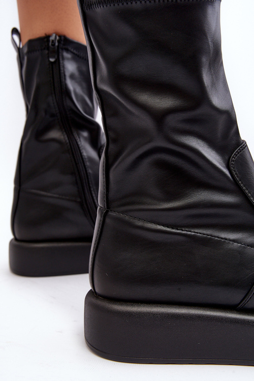 Жіночі ботильйони на платформі Екошкіра Чорні Algedi