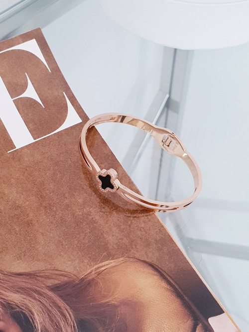 Жіночий сталевий браслет з квіткою Pink Gold Neo