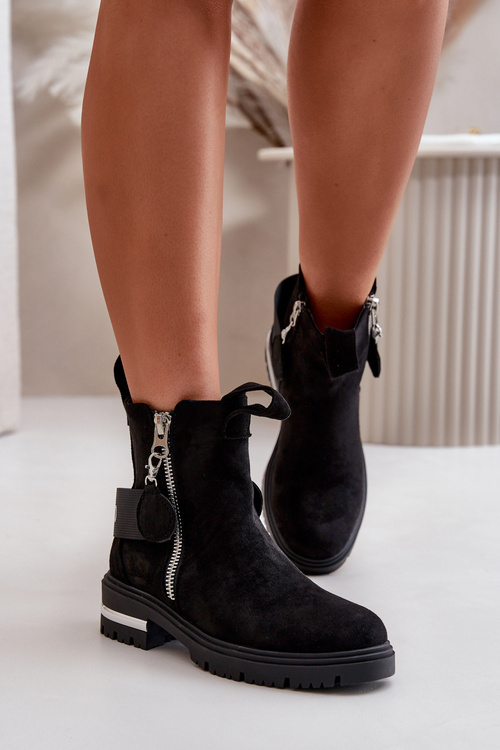 Жіночі теплі черевики на блискавці Black Calvaro