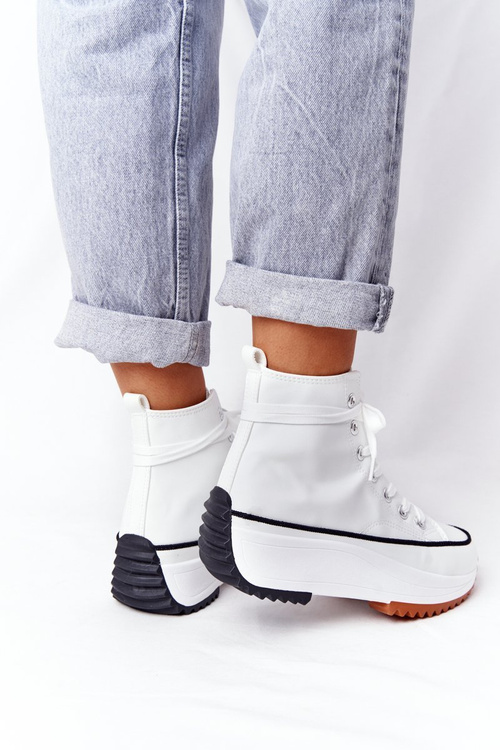 Жіночі шкіряні кросівки на платформі білі Coachella