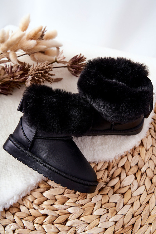 Чоботи дитячі шкіряні з флісом Чорні Madie