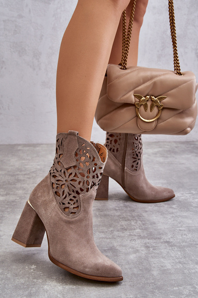 Замшеві ажурні черевики Lewski Shoes 3264 Яскраво-коричневі