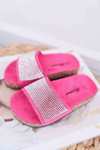Дитячі шльопанці з пробковими кристалами кольору фуксії Malena
