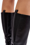 Жіночі утеплені чоботи на підборах чорні Evelio