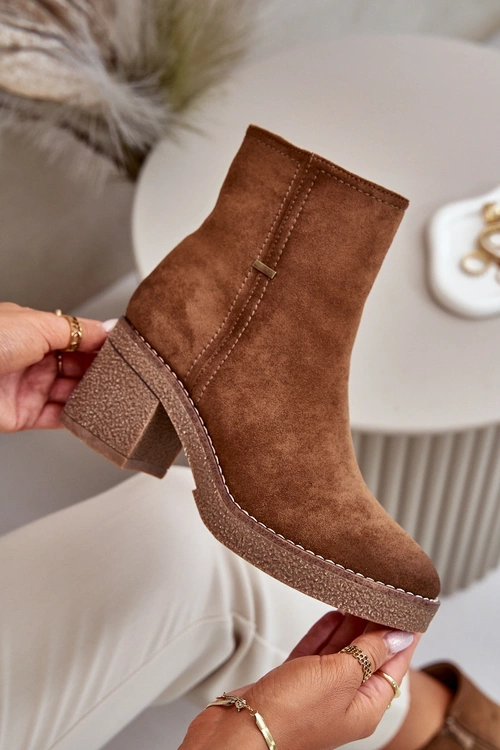 Жіночі чоботи на підборах утеплені еко замша хакі Arkesia