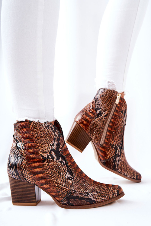 Ковбойські черевики Lewski коричневого кольору зі змією EV28