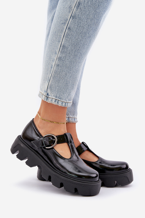 Лаковані Шкіряні Півчеревики З Пряжкою Чорні Zazoo 20183