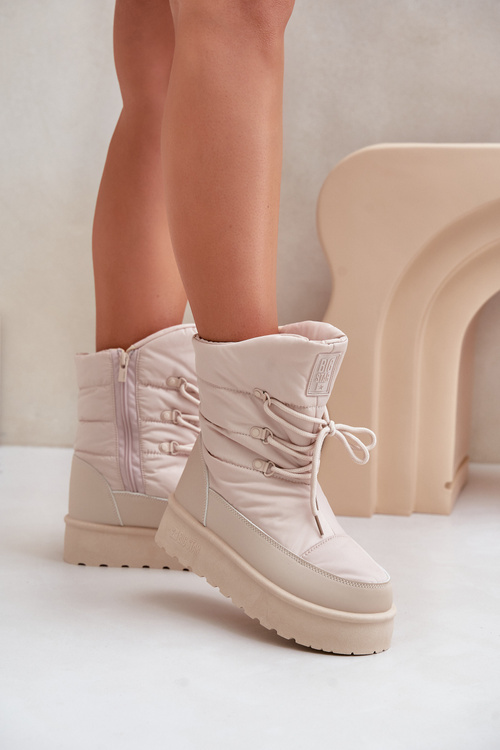 Снігові черевики на платформі на блискавці Big Star OO274885 Бежеві