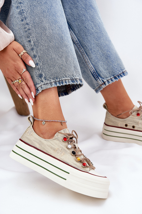 Жіночі Кросівки На Платформі Бежеві GOE RR2N4105