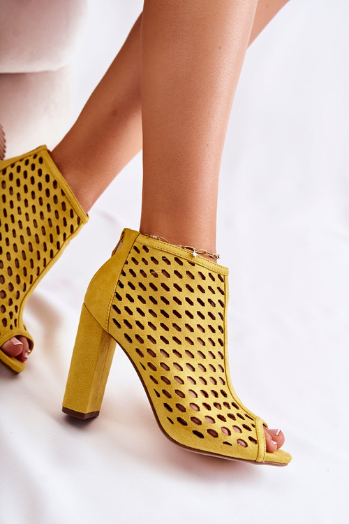 Ажурні замшеві чоботи Жовті Jenissa
