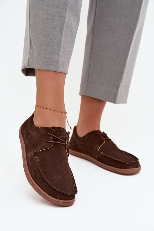 Жіноче взуття типу barefoot з натуральної замші Zazoo 327 шоколадне