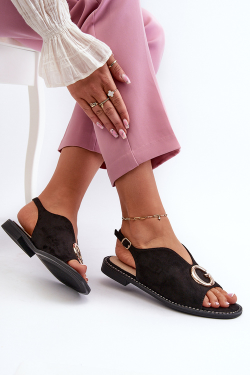 Елегантні жіночі босоніжки з еко замшею S.Barski KV27-058 Чорні