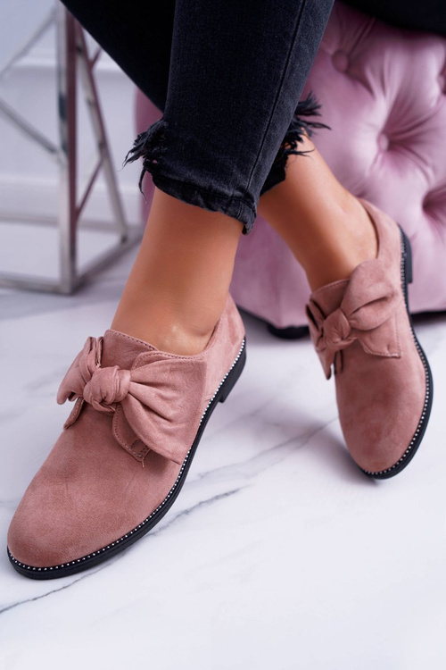 Жіночі напівчеревики сліпони з кокардом рожеві Gracias